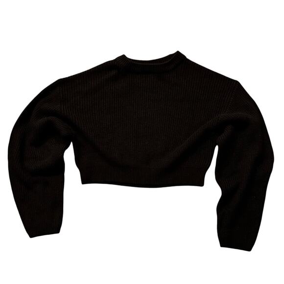 Divided H&M Brand Black Crewneck Cropped Long Sleeve Sweater in Women's Size XS - Picture 1 of 5